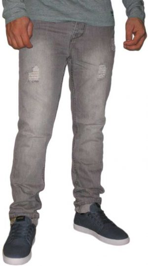 Ανδρικό jean με σκισίματα ξεβαμένο γκρι