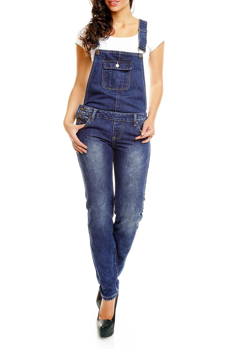 Gynaikeia Pantelonia Tzin Gynaikeia Elastikh Denim Salopeta Mple