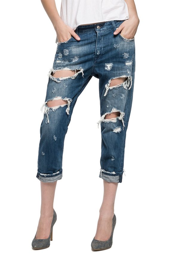 Replay γυναικείο κάπρι jeans Gracelly με σκισίματα Replay γυναικείο κάπρι jeans Gracelly με σκισίματα