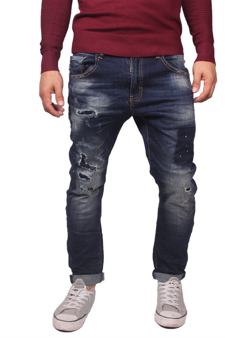 Ryujee Jack ανδρικό μπλε distressed jeans