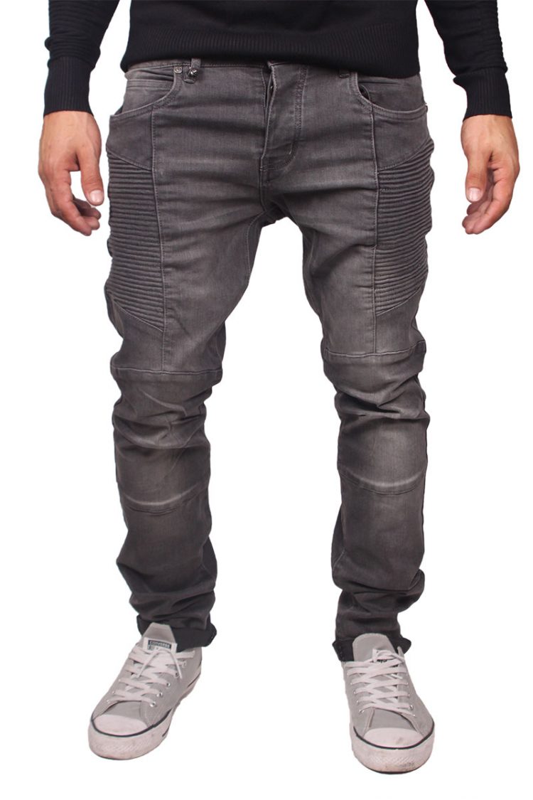 Ryujee Jalen biker jeans ξεβαμένο γκρι