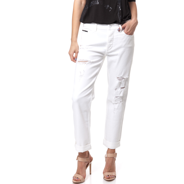CALVIN KLEIN JEANS - Γυναικείο τζιν παντελόνι Calvin Klein Jeans λευκό