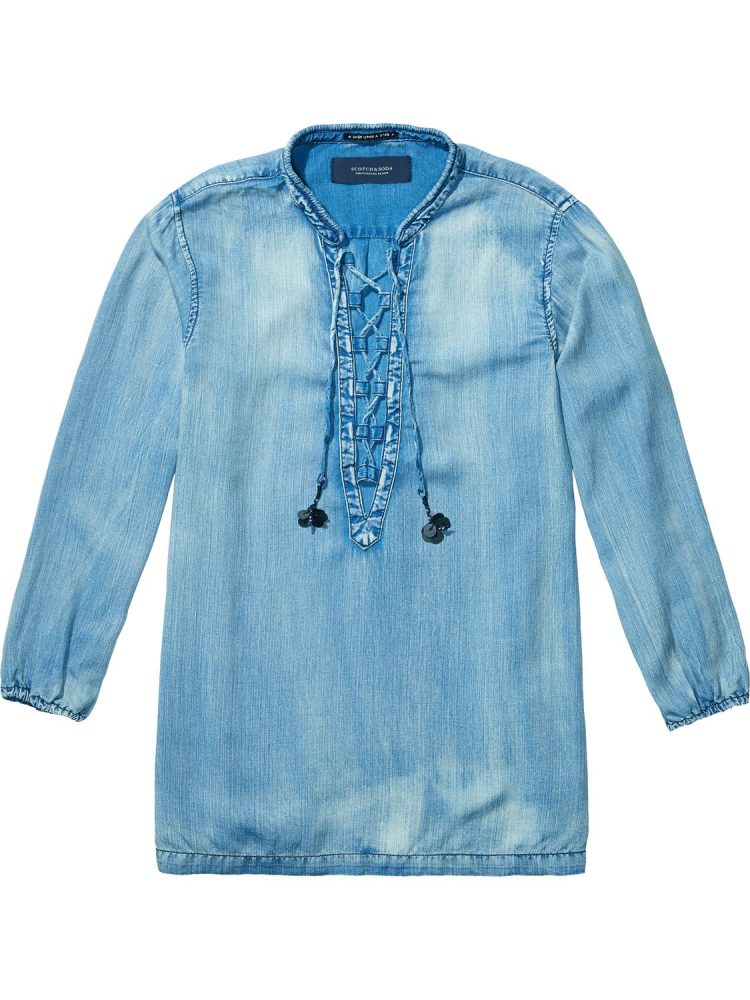 Scotch and Soda Lace up πουκαμίσα (Denim)