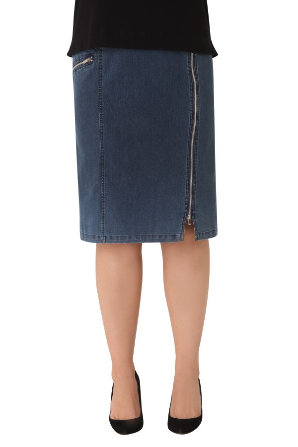 Denim φούστα με φερμουάρ.