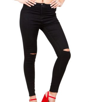 Jeans παντελόνι μαύρο ψηλόμεσο slim fit