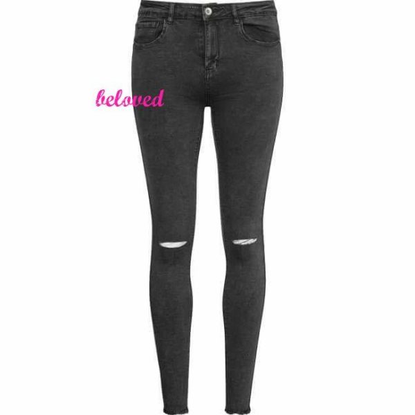 GREY CUT KNEES JEANS