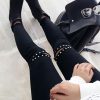 BLACK KNEE STUDS RIPPED JEANS 5