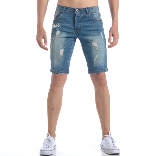 Ανδρικό γαλάζιο τζιν βερμούδα Accross