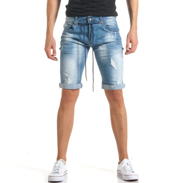 Ανδρικό γαλάζιο τζιν βερμούδα TMK Ανδρικό γαλάζιο τζιν βερμούδα TMK