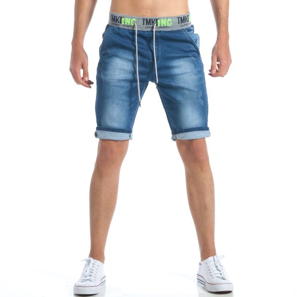 Ανδρικό γαλάζιο τζιν βερμούδα TMK Ανδρικό γαλάζιο τζιν βερμούδα TMK