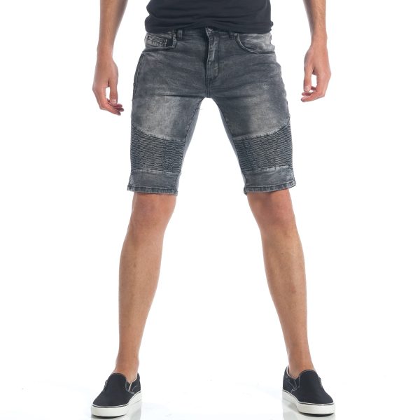 Ανδρικό γκρι τζιν βερμούδα Leeyo