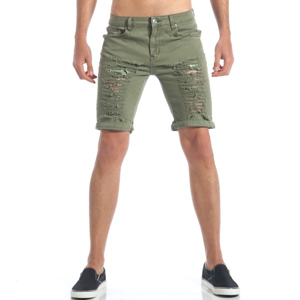 Ανδρικό πράσινο τζιν βερμούδα Bruno Leoni