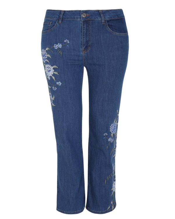Τζιν σε γραμμή bootcut με floral κέντημα (Denim, XS)