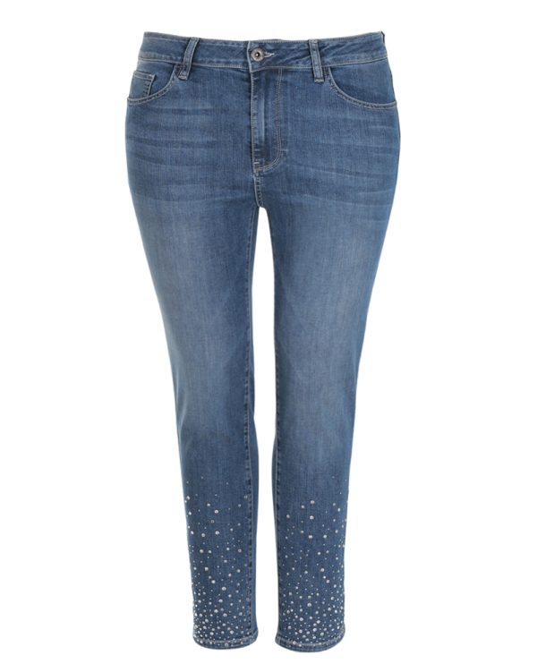 Τζιν ice blue σε slim γραμμή με strass (Denim, XS)