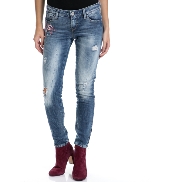 GUESS - Γυναικείο τζιν παντελόνι MARYLIN 3 ZIP - GENUINE STRETC μπλε