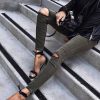 OLIVE CUT KNEES JEANS