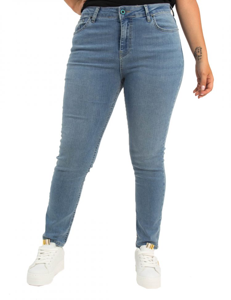 Γυναικείο μπλε ελαστικό τζιν παντελόνι σωλήνας Plus Size 1