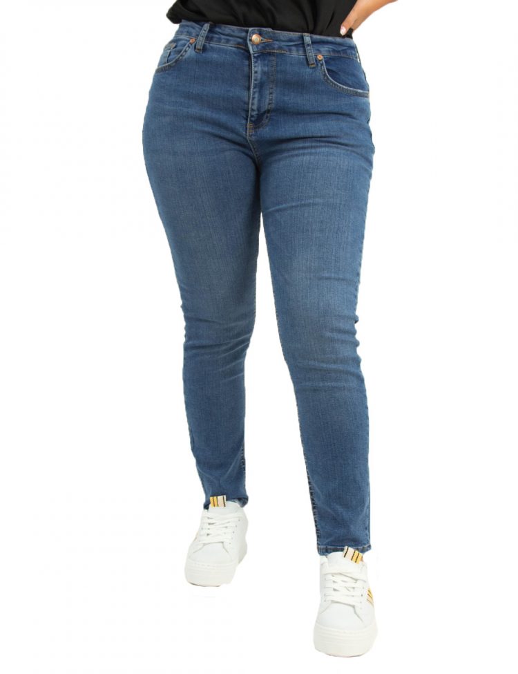 Γυναικείο μπλε ελαστικό τζιν παντελόνι σωλήνας Plus Size 1