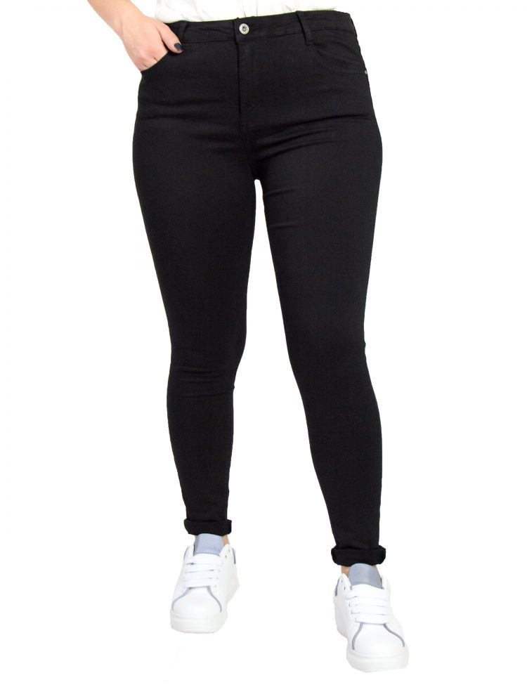 Γυναικείο μαύρο ελαστικό τζιν παντελόνι Plus Size 2