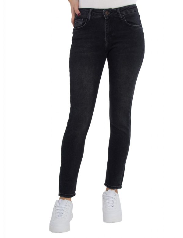Γυναικείο μαύρο ξεθωριασμένο Jean Denim Momfit