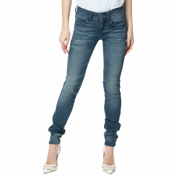 G-STAR RAW - Γυναικείο τζιν παντελόνι LYNN MID SKINNY μπλε με ξεβάμματα