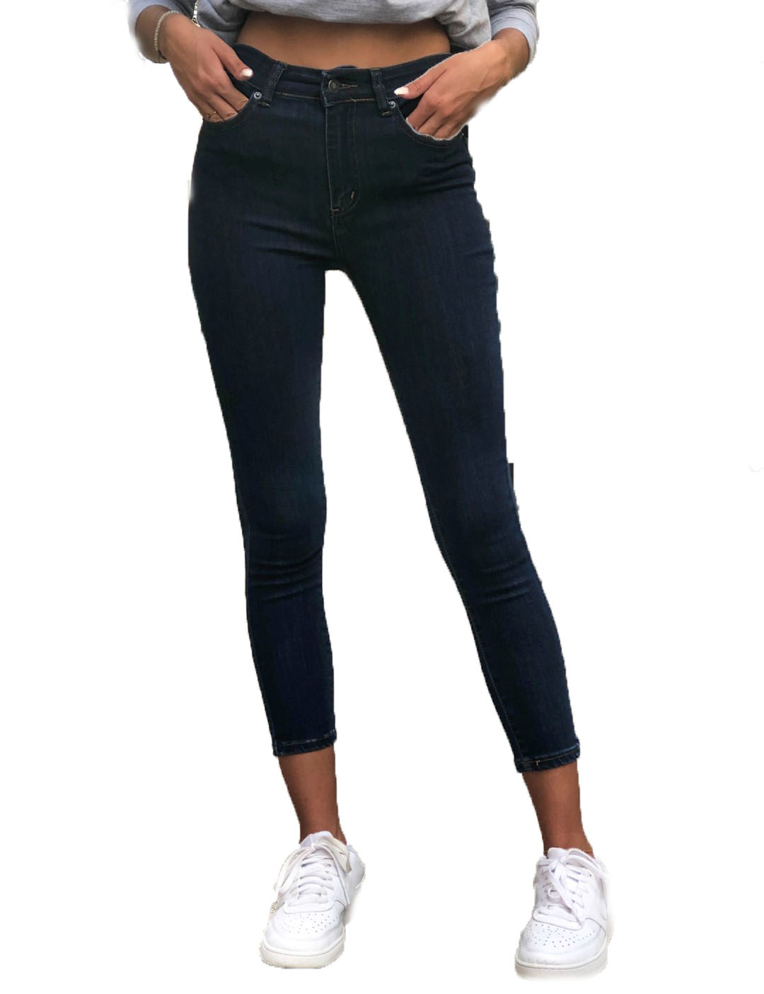 Γυναικείο μπλέ σκούρο τζιν σωλήνας LY2574 Γυναικείο μπλέ σκούρο τζιν σωλήνας 1