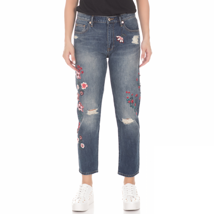 JUICY COUTURE - Γυναικείο τζιν παντελόνι JUICY COUTURE FLORAL EMBELLISHED μπλε