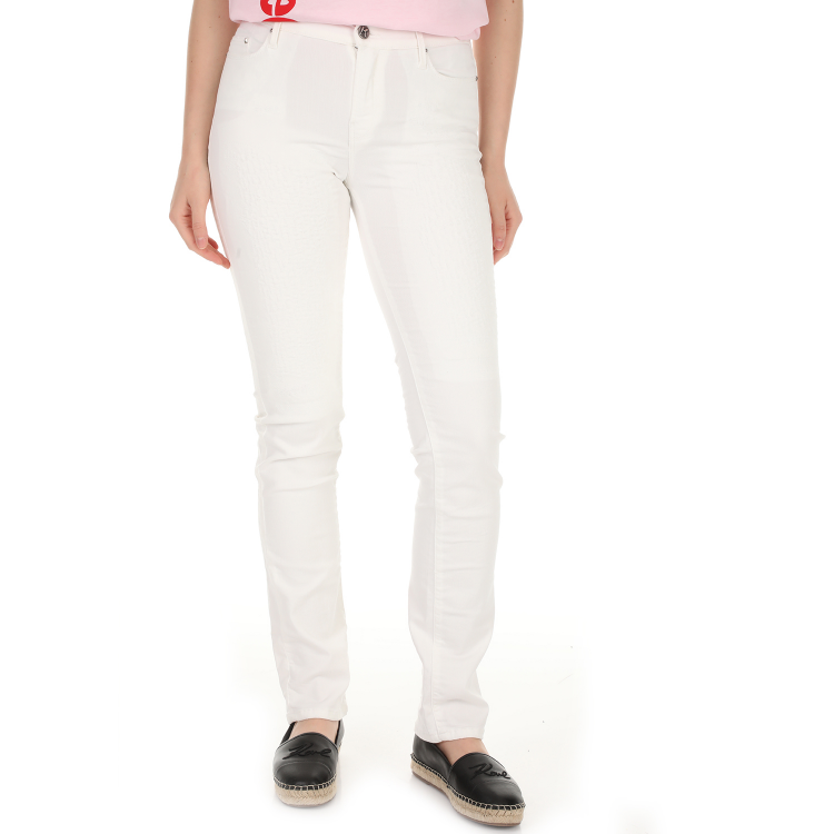 KARL LAGERFELD - Γυναικείο jean παντελόνι KARL LAGERFELD λευκό