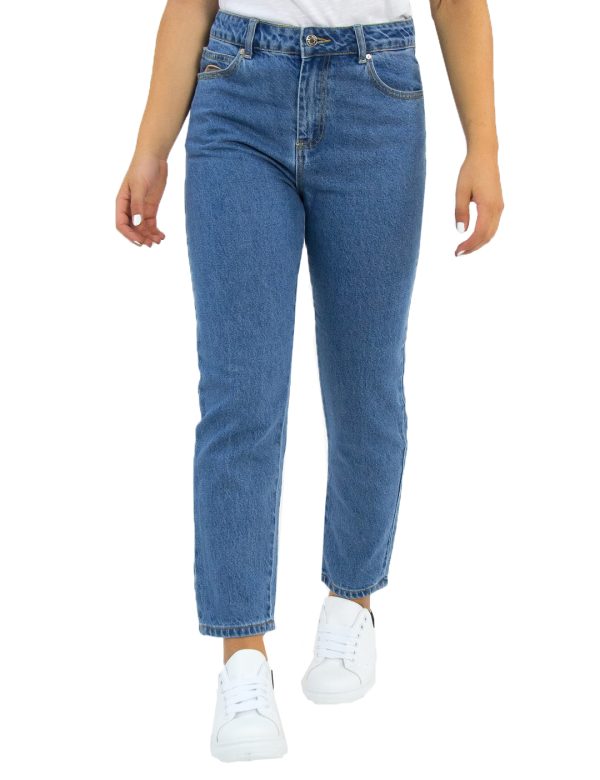 Γυναικείο μπλε ψηλόμεσο τζιν Mom Fit