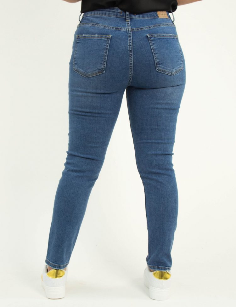 Γυναικείο μπλε ελαστικό τζιν παντελόνι σωλήνας Plus Size 2