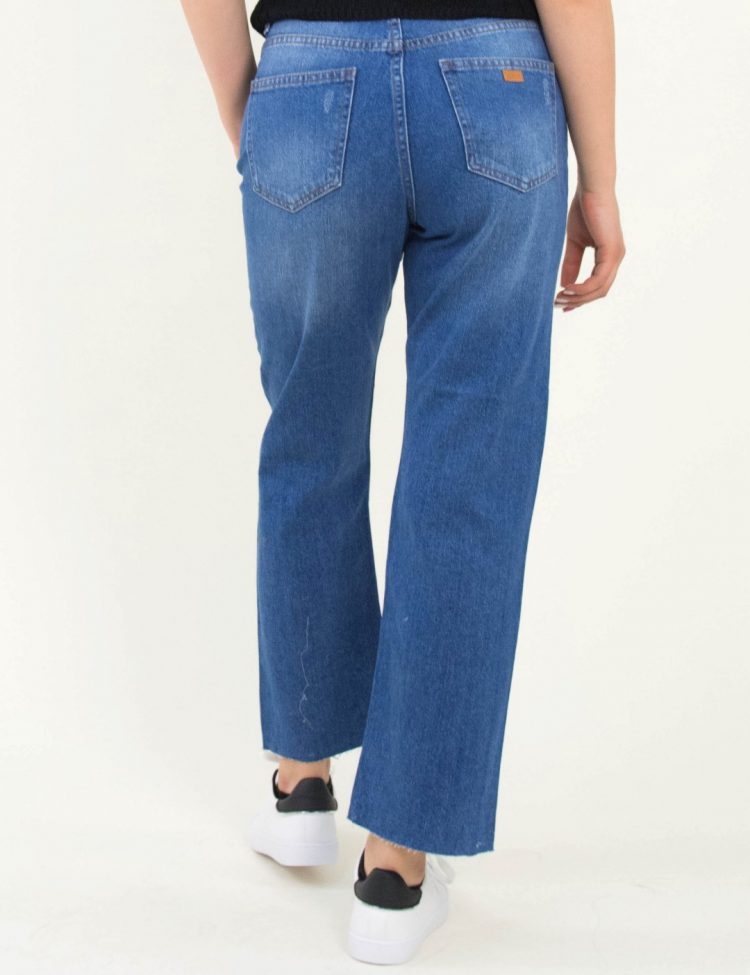 Γυναικείο μπλε τζιν παντελόνι ψηλόμεσο Straight Fit 2