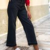 Γυναικείο ανθρακί Wide Leg τζιν με ξέβαμμα και ξέφτια