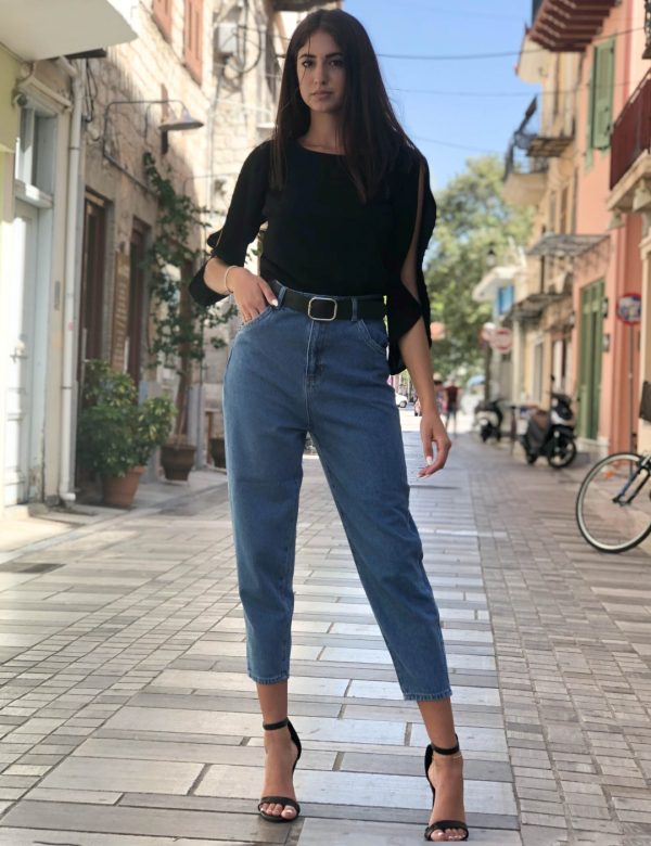 Γυναικείο Blue Jean Momfit Balloon με δώρο ζώνη LY4288