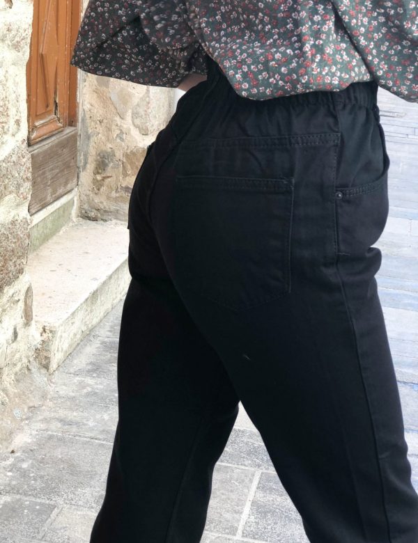 Γυναικείο μαύρο τζιν ψηλόμεσο με λάστιχο