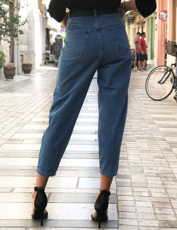 Γυναικείο Blue Jean Momfit Balloon με δώρο ζώνη
