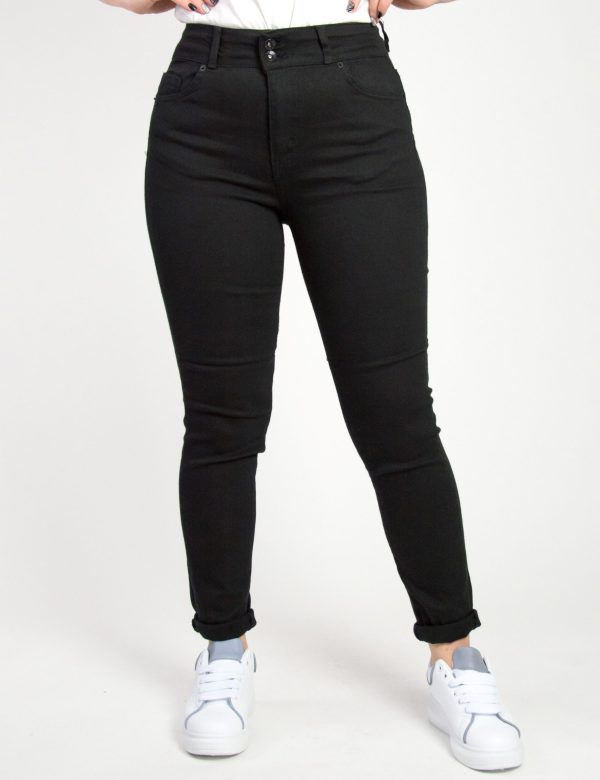 Γυναικείο μαύρο ελαστικό τζιν παντελόνι Plus Size LE1798