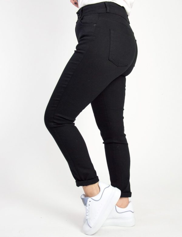 Γυναικείο μαύρο ελαστικό τζιν παντελόνι Plus Size