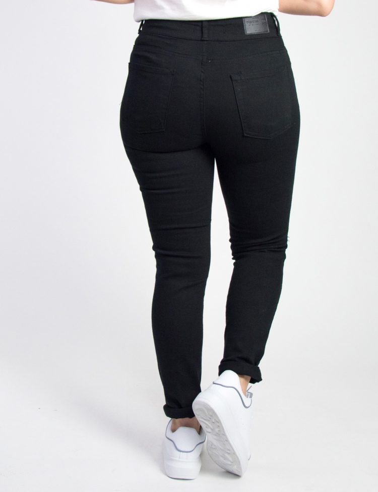 Γυναικείο μαύρο τζιν παντελόνι σκίσιμο γόνατα Plus Size 2