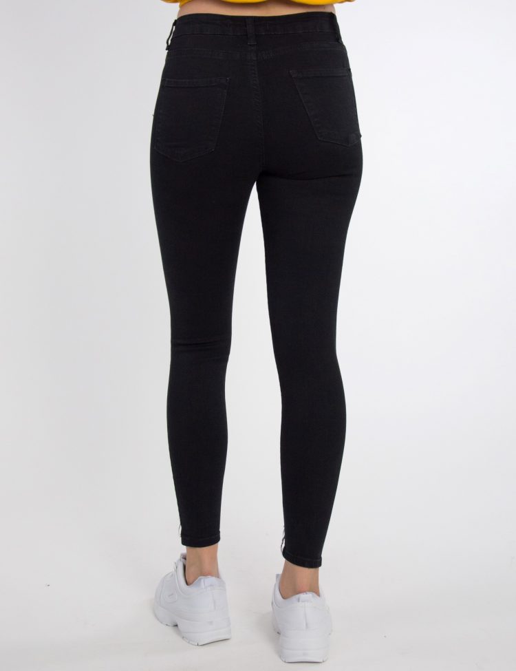 Γυναικείο μαύρο τζιν παντελόνι σωλήνας με φθορές 2