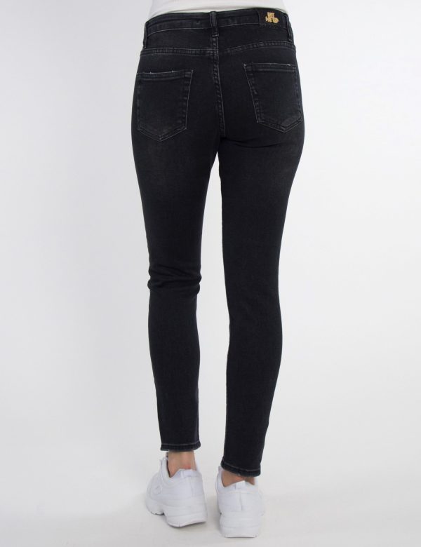 Γυναικείο μαύρο ξεθωριασμένο Jean Denim Momfit