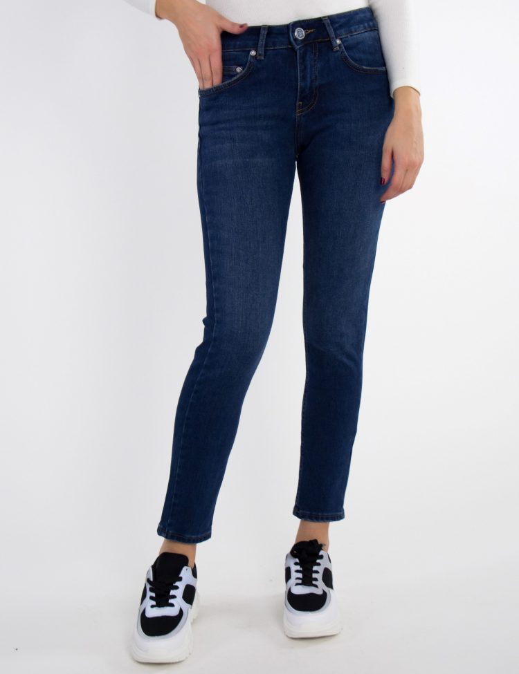 Γυναικείο Blue Jean Denim Mom Fit με ξεβάμματα HM6252