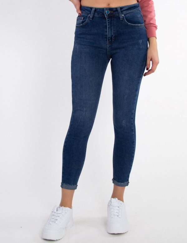 Γυναικείο μπλε Jean Denim Momfit ξεθωριασμένο HM6294 Γυναικείο μπλε Jean Denim Momfit ξεθωριασμένο HM6294
