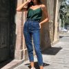 Γυναικείο μπλέ τζιν παντελόνι με λάστιχο AY164448