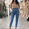 Γυναικείο χλώριο τζιν παντελόνι με λάστιχο AY164548