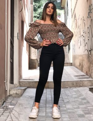 Γυναικείο μαύρο ψηλόμεσο τζιν σωλήνας HMU6400