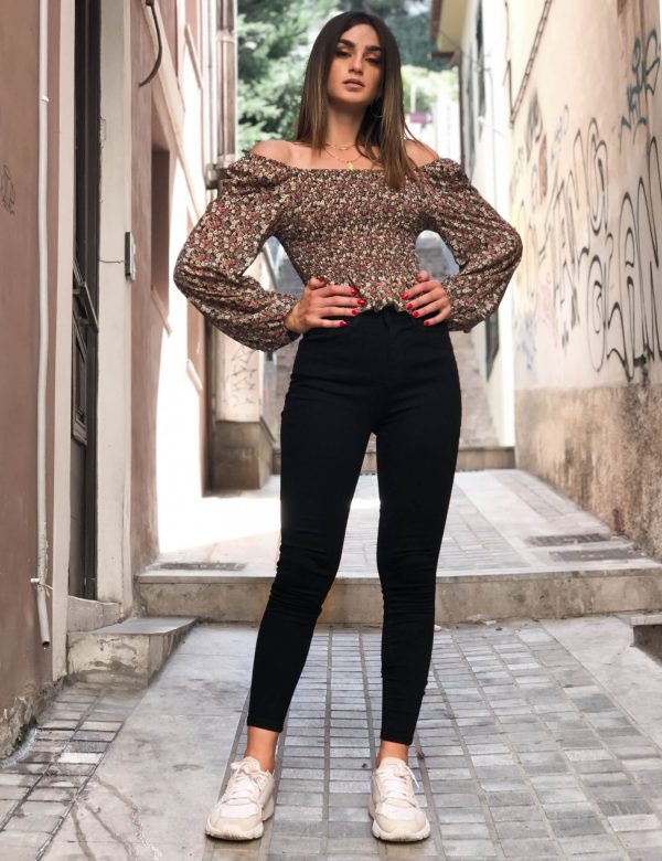 Γυναικείο μαύρο ψηλόμεσο τζιν σωλήνας HMU6400