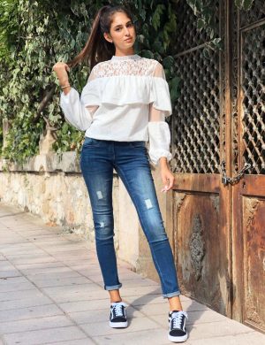 Γυναικείο μπλε τζιν παντελόνι ξεβάμματα UK272249 Γυναικείο μπλε τζιν παντελόνι ξεβάμματα UK272249