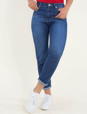 Γυναικείο μπλε τζιν παντελόνι Mom Fit ξεβάμματα 4222 Γυναικείο μπλε τζιν παντελόνι Mom Fit ξεβάμματα 4222