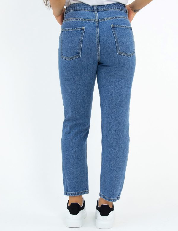 Γυναικείο μπλε ψηλόμεσο τζιν Mom Fit