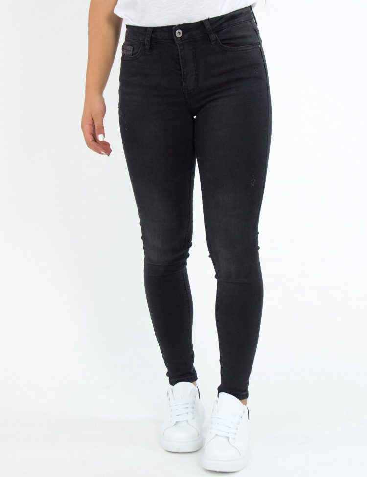 Γυναικείο μαύρο τζιν παντελόνι σωλήνας Super Flex 2